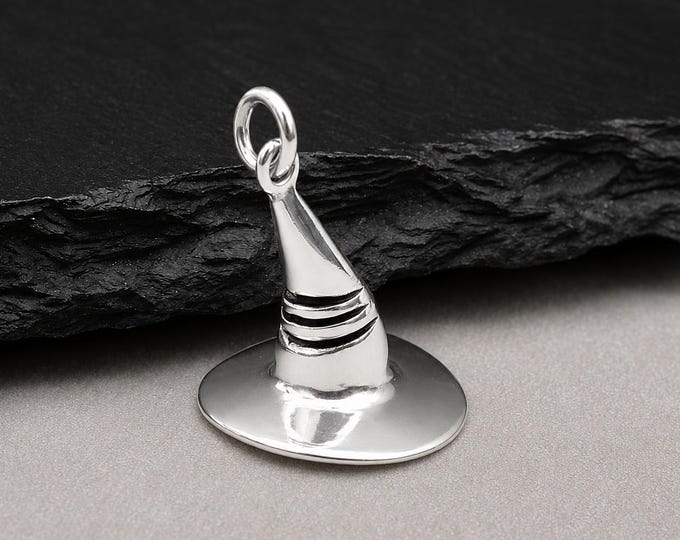 Sterling Silver Witch Hat Charm, 3D Witch Hat Pendant, Halloween Charm, Witches Hat Charm, Witch's Jewelry