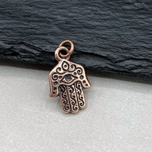 CLOSEOUT Hamsa Charm Antique Copper Hamsa Hand Symbol Charm for Necklace or Bracelet image 1