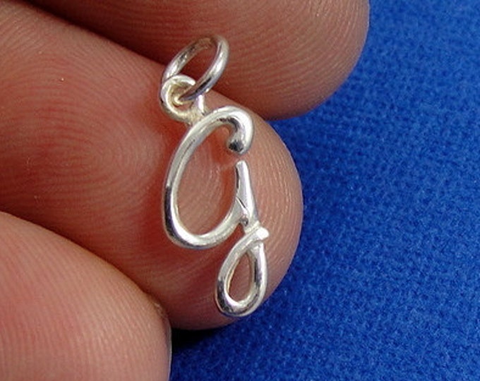 Script Letter G Initial Charm - Sterling Silver Cursive Letter G Alphabet Charm