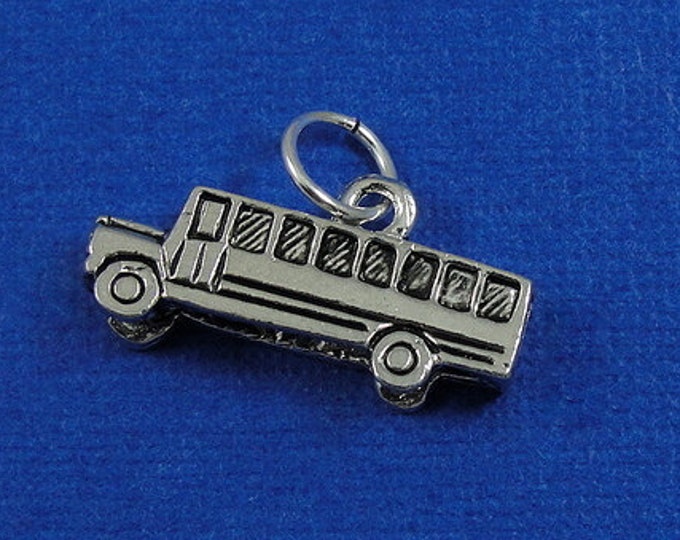 School Bus Charm - Silver School Bus Charm for Necklace or Bracelet