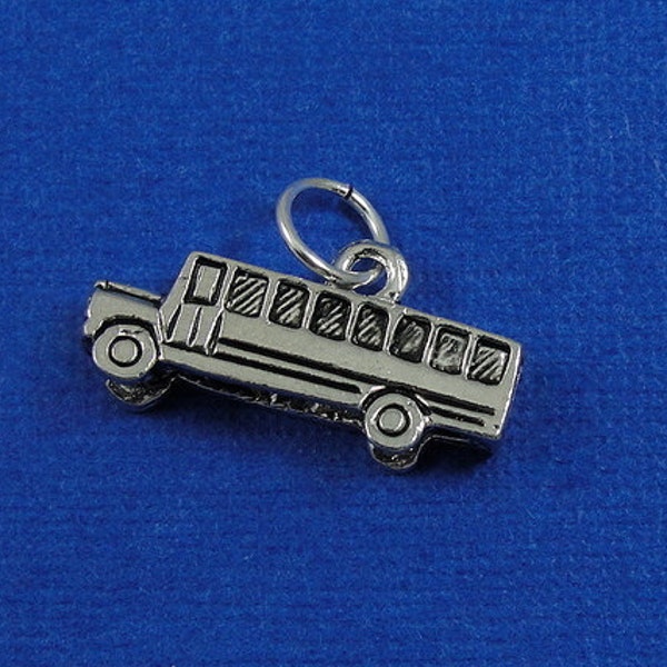 School Bus Charm - Silver School Bus Charm for Necklace or Bracelet