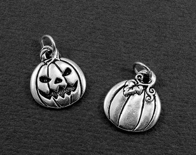 Jack O' Lantern Charm - Silver Jack O' Lantern Charm for Necklace or Bracelet