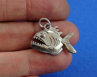 Piranha Charm - Silver Plated Piranha Charm for Necklace or Bracelet