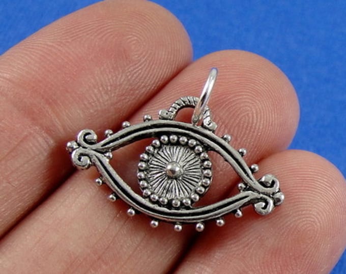 Evil Eye Charm - Silver Plated Evil Eye Charm for Necklace or Bracelet