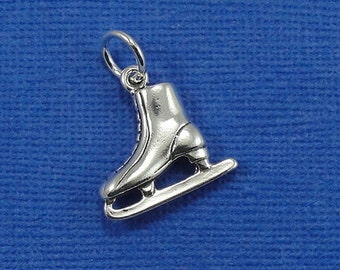 3D LOVELY SILVER & BLACK ICE SKATE BOOT CLIP ON CHARM SILVER PLATE 3D LOVELY SILVER & BLACK ICE SKATE BOOT CLIP ON CHARM SILVER PLATE