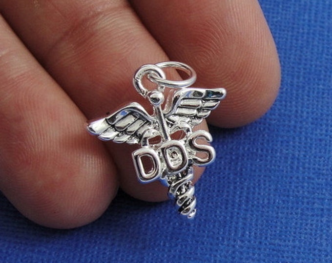 Dentist dds Caduceus Charm Silver Plated Dentist Etsy