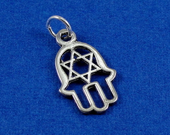 Hamsa Charm - Silver Plated Hamsa Charm for Necklace or Bracelet