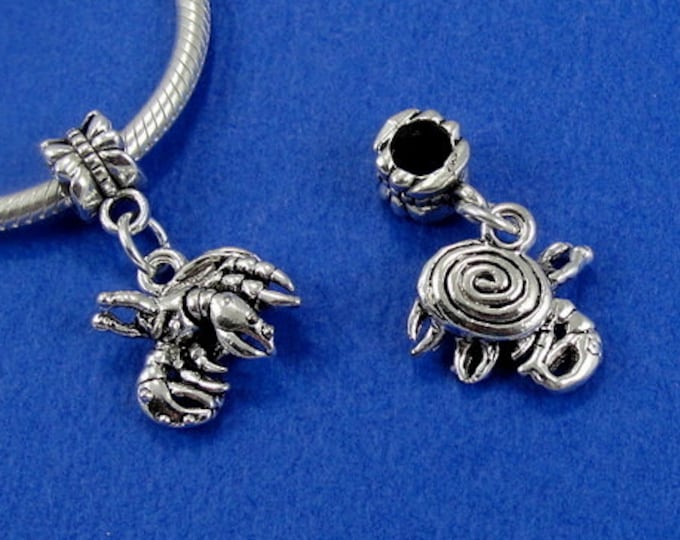 Hermit Crab European Dangle Bead Charm - Silver Hermit Crab Charm for European Bracelet