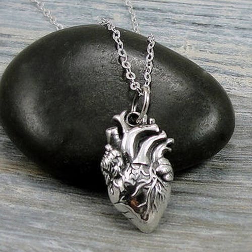 Anatomical Heart Necklace Sterling Silver Anatomical Heart - Etsy