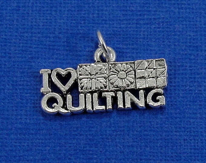 I Heart Quilting Charm - Silver Love Quilting Charm for Necklace or Bracelet