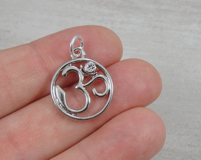 Om (Aum) Charm - Silver Plated Om Symbol Charm for Necklace or Bracelet