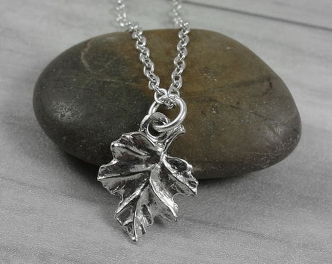 Oak Leaf Necklace, Silver Oak Leaf Charm on a Silver Cable Chain