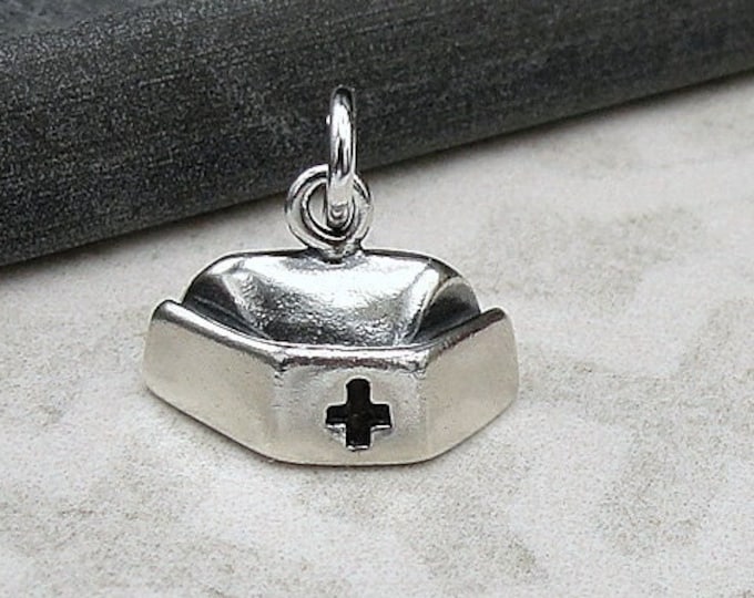 Nurse Hat Charm, Sterling Silver Nurse Cap Charm, Nurse Charm, Nurse Necklace, Nursing Charm, Gift for Nurse, Nursing Schol Gift Jewelry