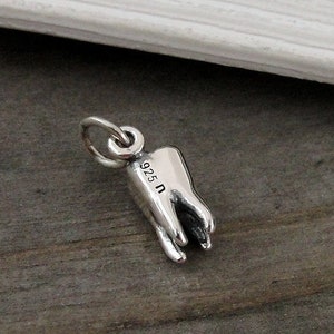925 Sterling Silver Tiny Tooth Charm, Realistic 3D Tooth Charm, Dentist Charm, Dental Assistant Charm, Dentistry Teeth Charm Jewelry