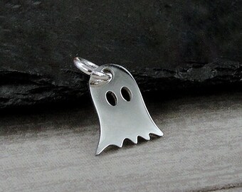 Stainless Steel Ghost Charm, Silver Ghost Charm, Spooky Halloween Ghost Charm, Necklace Charm, Bracelet Charm, Halloween Charm Jewelry