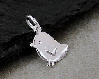 Baby Chick Charm, Silver Chicken Charm for Necklace or Bracelet, Sparrow Charm, Baby Bird Charm, Easter Chick Charm, Chick Bird Gift Jewelry