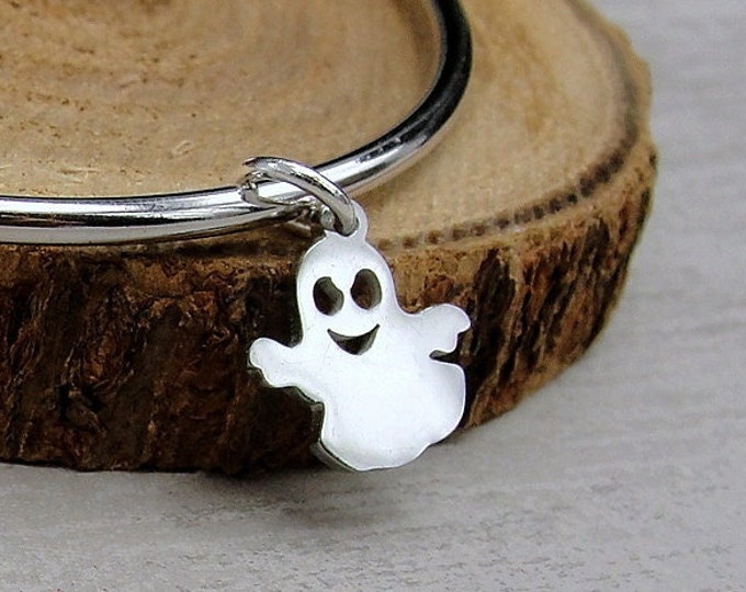 Stainless Steel Ghost Charm, Silver Ghost Charm, Spooky Halloween Ghost Charm, Necklace Charm, Bracelet Charm, Halloween Charm Jewelry