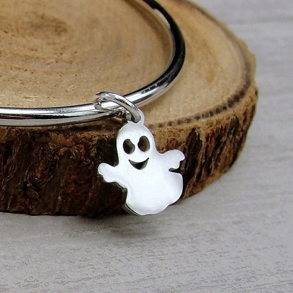 Stainless Steel Ghost Charm, Silver Ghost Charm, Spooky Halloween Ghost Charm, Necklace Charm, Bracelet Charm, Halloween Charm Jewelry