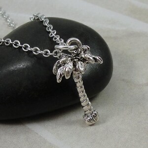 Silber Palm Baum Halskette, 3D Palme Charme, Palme Anhänger, Tropisch Halskette, Strand Halskette, Hawaiianische Halskette, Strand Schmuck