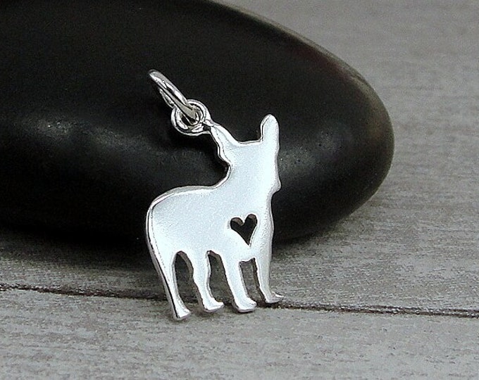 Sterling Silver French Bulldog Charm, Boston Terrier Charm for Necklace or Bracelet, French Bulldog Gift, 925 French Bulldog Jewelry