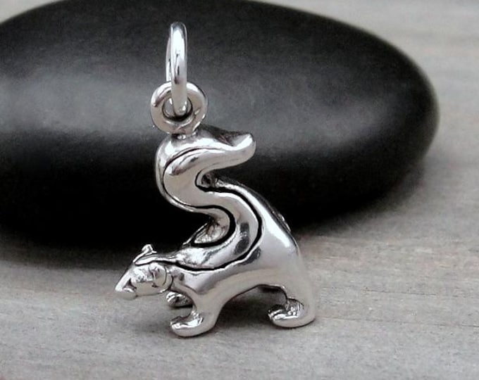 3D Skunk Charm, Sterling Silver Skunk Pendant for Necklace or Bracelet, Wildlife Charm, Critter Charm, Skunk Lover Gift