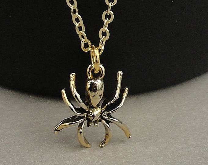 Tiny Spider Necklace, Gold Spider Necklace, Gold Spider Charm, Spooky Spider Necklace, Insect Charm Necklace, Halloween Necklace Jewelry