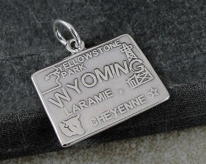 Wyoming Charm - Sterling Silver State of Wyoming Charm for Necklace or Bracelet - CLOSEOUT