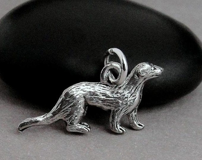 Ferret Charm, Silver Ferret Charm for Necklace or Bracelet, Ferret Necklace, Weasel Necklace, Ferret Gift, Weasel Gift, Ferret Jewelry