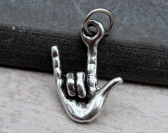 Sign Language Charm, Silver 'I Love You' Sign Language Charm, I Love You Charm, Hand Sign Charm, Sign Language Gift, Sign Language Jewelry