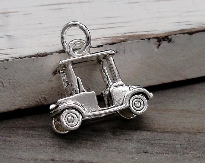Golf Cart Charm, Silver Plated Golf Charm for Necklace or Bracelet, Golfing Charm, Golfer Charm, Golfing Gift, Golf Gift, Golf Jewelry