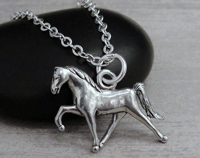Walking Horse Necklace, Silver Horse Charm Necklace, Tennessee Walking Horse Charm, Equestrian Necklace, Equestrian Gift, Horse Lover Gift