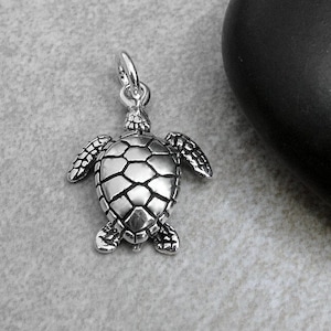 Sea Turtle Charm, 925 Sterling Silver Sea Turtle Necklace Charm, Ocean Charm, Beach Charm, Baby Sea Turtle Jewelry, Sea Turtle Gift