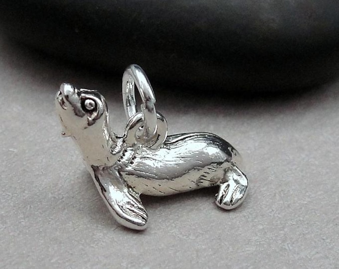 Sea Lion Charm, Silver Sea Lion Necklace Charm, 3D Seal Charm, 3D Sea Lion Pendant, Marine Life Charm, Aquatic Charm, Sea Lion Gift