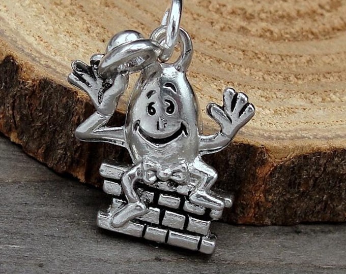 Humpty Dumpty Charm, Silver Plated Nursery Rhyme Charm for Necklace or Bracelet, Fairy Tale Charm, Children's Charm, Humpty Dumpty Gift