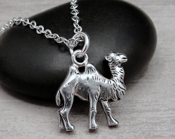 Two Hump Camel Necklace, Silver Bactrian Camel Necklace, Camel Charm Necklace, Camel Pendant, Camel Gift, Camel Jewelry