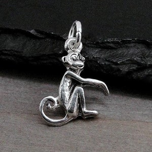 Tiny Monkey Charm, Silver Spider Monkey Charm, Primate Charm, Zoo Animal Charm, Jungle Charm, Cute Monkey Charm, Monkey Gift Jewelry