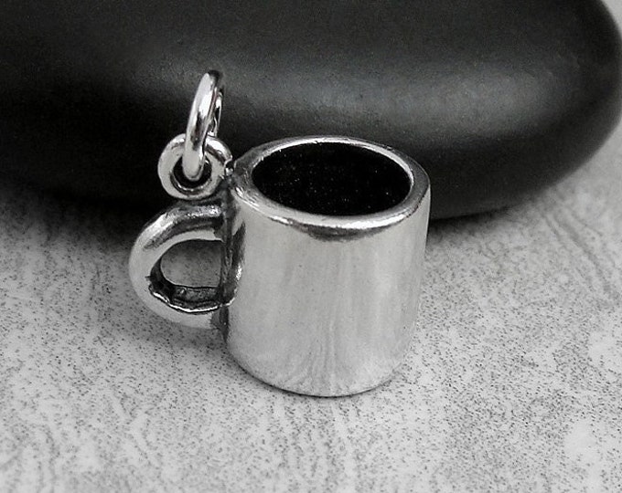 Coffee Mug Charm, 925 Sterling Silver 3D Coffee Mug Necklace Charm, Coffee Cup Charm, Coffee Lover Gift, Coffee Cup Pendant, Coffee Jewelry