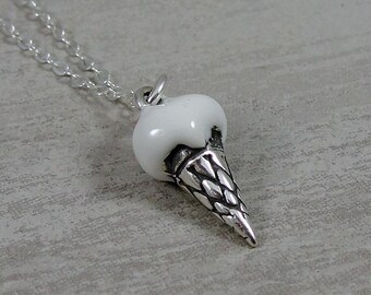 Triple Scoop Ice Cream Cone Pendant and Chain Necklace - Etsy