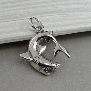 Shark Charm, Sterling Silver Great White Shark Charm for Necklace or Bracelet, Ocean Charm, Nautical Charm, Shark Gift, Shark Jewelry