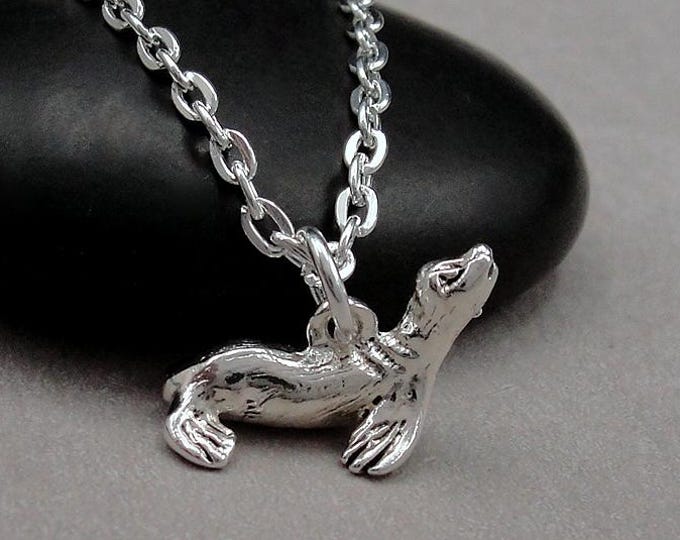 Silver Sea Lion Necklace, 3D Sea Lion charm, Seal Necklace, Seal Charm, Sea Life Charm, Ocean Charm, Sea Lion Gift, Sea Lion Jewelry
