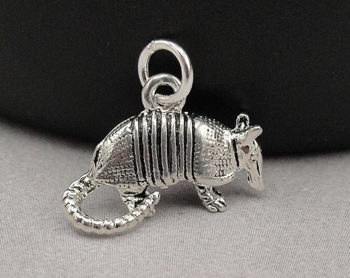 Armadillo Charm, Silver Texas Armadillo Charm for Necklace or Bracelet, Texas Charm, 3D Armadillo Charm, Armadillo Gift, Armadillo Jewelry