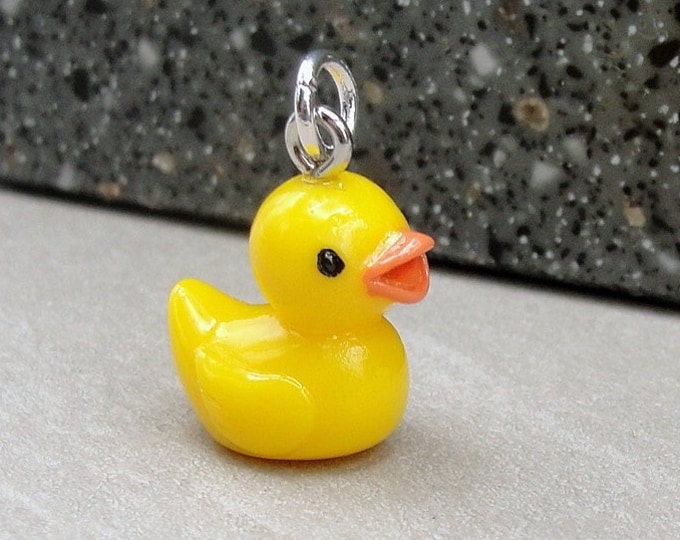 Yellow Duck Charm, 3D Rubber Ducky Charm, Cute Duck Charm, Duckling Charm, Baby Duck Charm, Necklace Charm, Duck Gift Jewelry