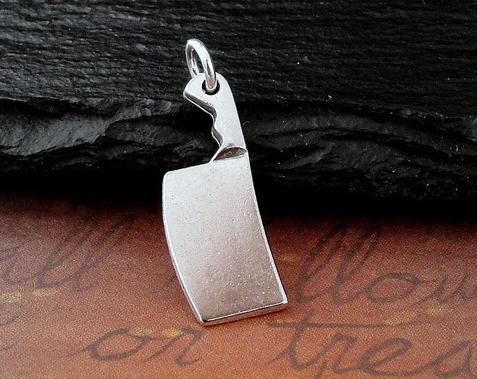 Cleaver Charm, Silver Chef's Knife Charm for Necklace or Bracelet, Cleaver Necklace, Halloween Charm, Horror Movie Charm, Halloween Jewelry