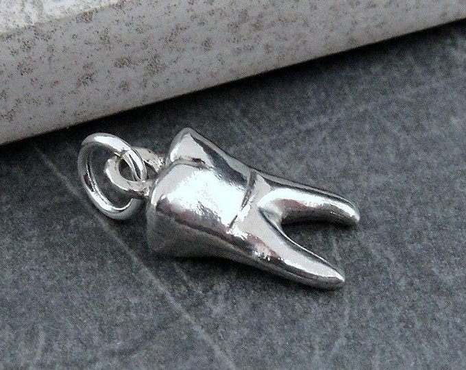 Tooth Charm, Silver 3D Tooth Charm for Necklace or Bracelet, Dentist Charm, Dental Charm, Tooth Pendant, Gift for Dentist, Dentist Jewelry