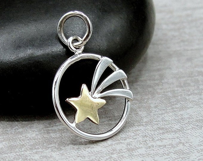 925 Sterling Silver Shooting Star Charm, Wish Upon a Star Charm, Celestial Charm, Celestial Stars Pendant, Galaxy Astronomy Jewelry