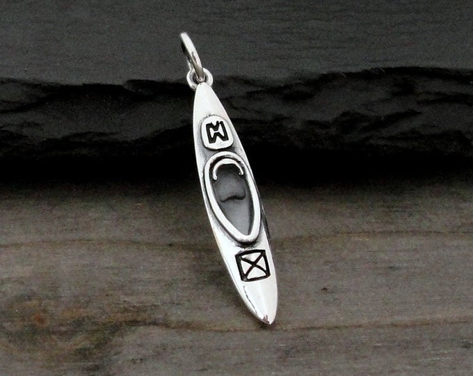 Sterling Silver Kayak Charm, Kayak Pendant, Canoe Charm, Bracelet Charm, Necklace Charm, Boat Jewelry