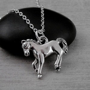 Horse Necklace, Silver Plated Horse Charm Necklace, Stallion Necklace, Pony Charm Necklace, Horseback Riding Necklace, Horse Lover Gift