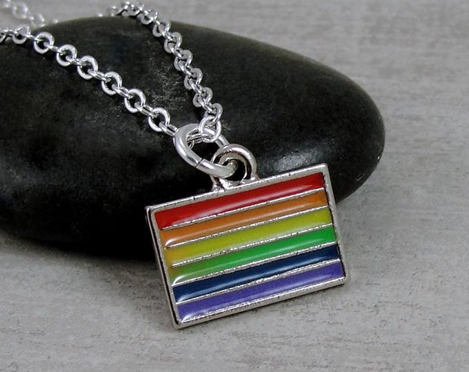 Rainbow Pride Flag Necklace, Pride Flag Charm, Pride Month Charm, LGBTQ Charm Necklace, Gay Pride Charm Necklace, Equality Charm, LGBTQ Gift