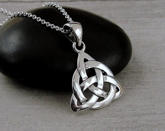 Sterling Silver Celtic Trinity Knot Necklace, Triquetra Necklace, Celtic Necklace, Trinity Knot Charm, Triquetra Charm, Celtic Gift Jewelry