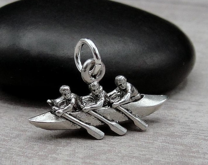Rowboat Charm, 3D Row Boat Charm for Necklace or Bracelet, Rowing Charm, Boat Charm, Rower Charm, Rowing Team Gift, Rowing Jewelry